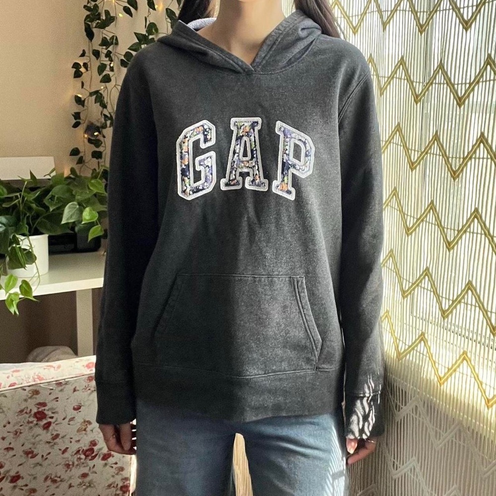 Gap Dark Gray Floral Logo Sweatshirt